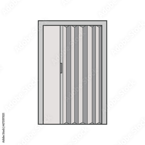 Kids drawing Vector illustration accordion folding door Isolated on White Background