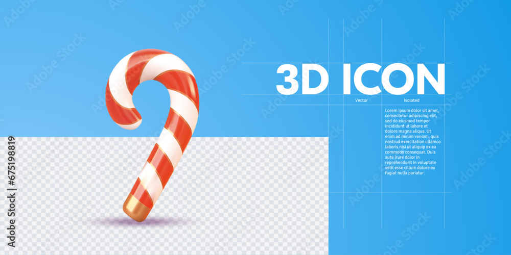 Naklejka premium Сhristmas candy cane background. Realistic Candy Cane on Transparent Background. 