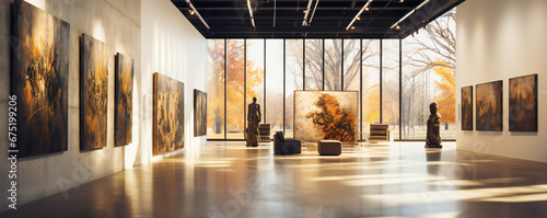Art gallery displaying various pictures on its walls photo