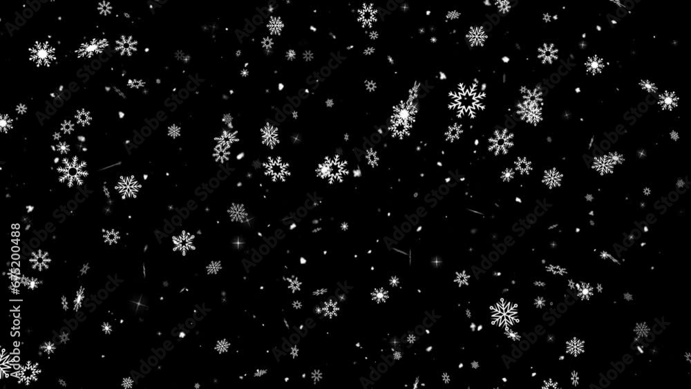 Christmas Snowflake Isolated on Black Background. Seamless loop