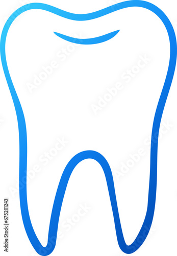 Blue gradient outline tooth icon. Isolated dental treatment symbol.