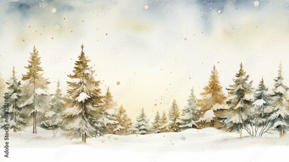 Christmas pine,  winter landscape, New Year