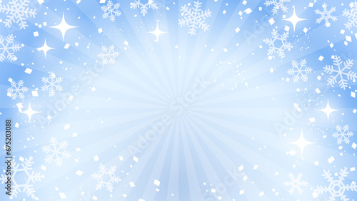 キラキラと雪の結晶が輝く背景イラスト（アイスブルー） © tukinoto