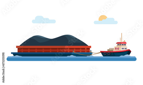 Coal Ship Transportation Cartoon illustration Vector