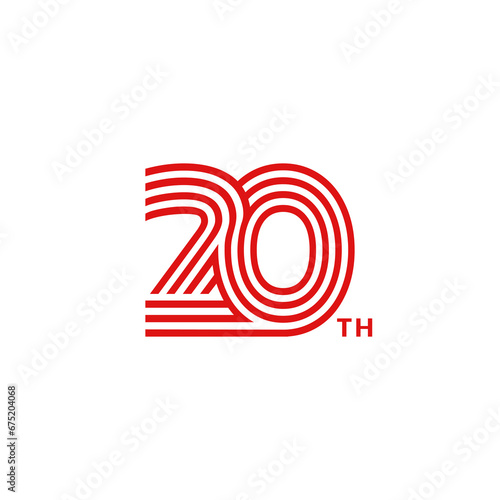 Vector 20 years anniversary logo celebrations with red minimalist concept
