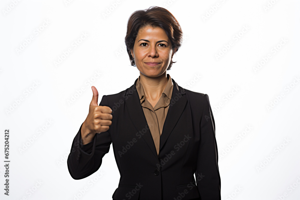 a woman in a suit giving a thumbs up a woman in a suit giving a thumbs up