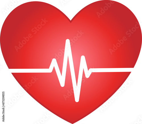 Heartbeat icon and electrocardiogram, heart rhythm concept