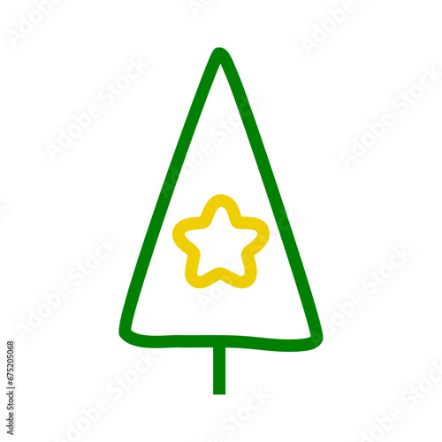 Tiempo de Navidad. Logo con silueta lineal de árbol de navidad tipo triángulo con estrella para su uso en invitaciones y felicitaciones