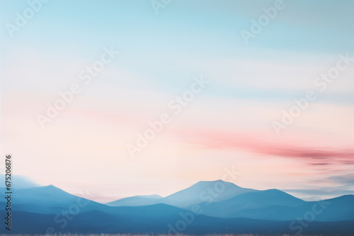 Pastel Dreams: Serene Horizon, Mountains, and Lake in Abstract Minimalist Landscape
