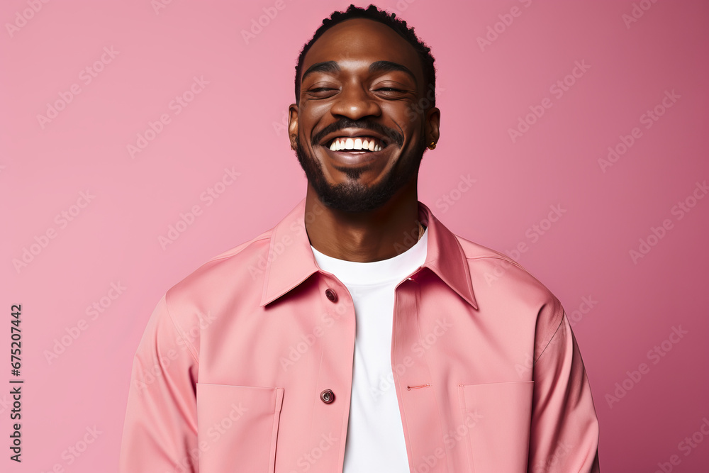 Portrait of a young man smiling at the camera, showing his radiant and youthful skin