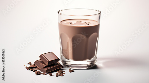 Chocolate milk cocktail. Cocoa beverage in a glass