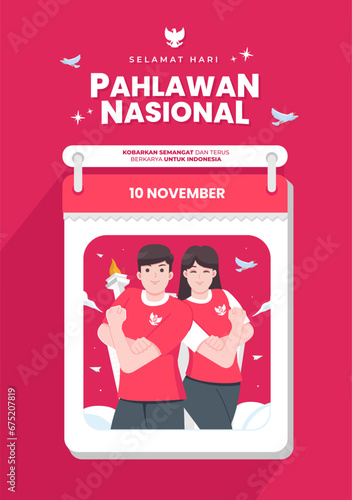 Hari pahlawan nasional means happy indonesian national heroes day