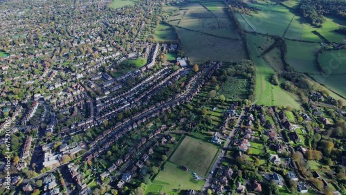 Amazing aerial view of the residential area of Guildford, United Kingdom photo