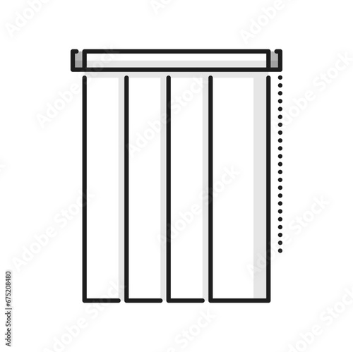 Vertical venetian vertical jalousie light protection curtain outline icon. Vector jalousie home interior element, sunshade window frame rolled cover