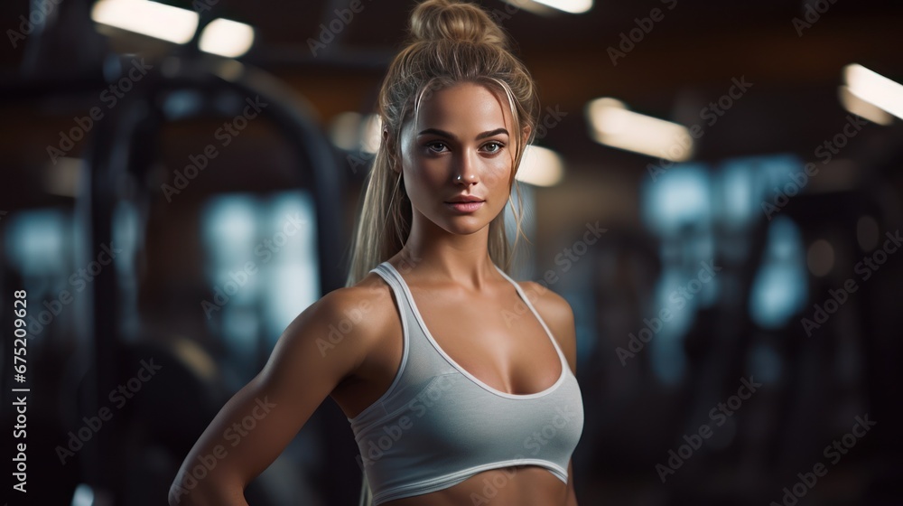 Healthy woman concept, woman exercising in the gym