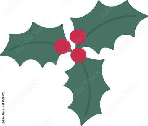 Christmas holly sprig element vector