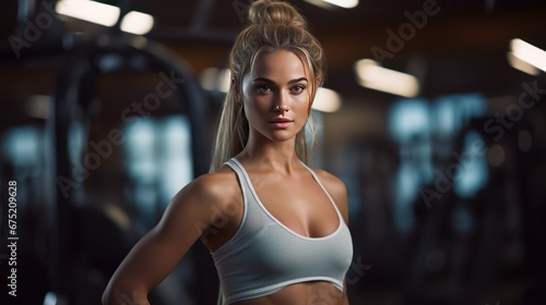 Healthy woman concept, woman exercising in the gym