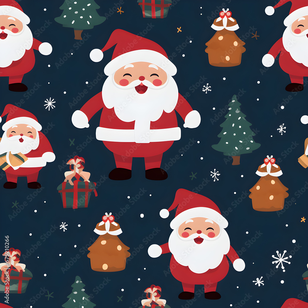 pattern of Santa claus, Cute Cartoon, Christmas element, illustration, vector style