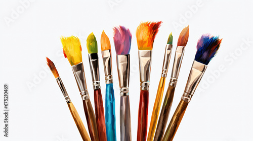 Artist's paintbrushes on a transparent background.