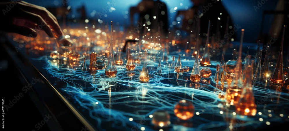 A mesmerizing digital realm filled with floating particles encapsulating the complexity of data network connections Data Network, Digital Art, Particle Visualization, Network Complexity.AI Generative
