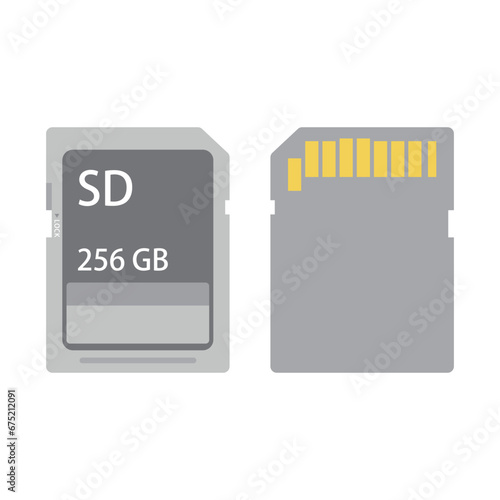 SD card vector illustration on white background. SD memory cards can save photos and videos.