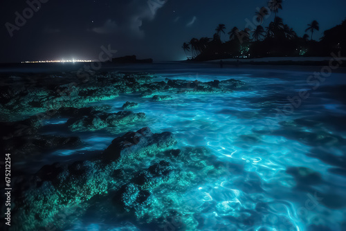 Illumination of plankton at Maldives, bio luminescence, photo