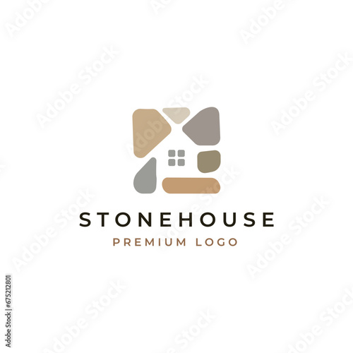 Stone house architecture logo icon vector template