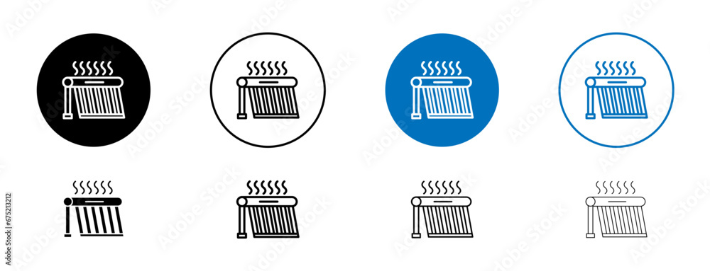 Solar Water Heater line icon set in black color.
