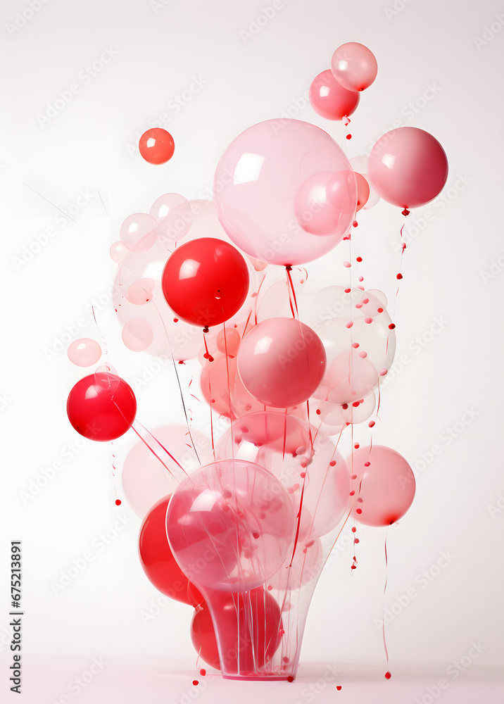 red, pink and white balloons with confetti red, pink and white balloons with confetti