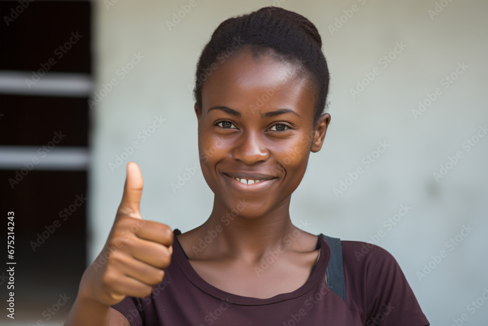 a woman giving a thumbs up sign with her hand