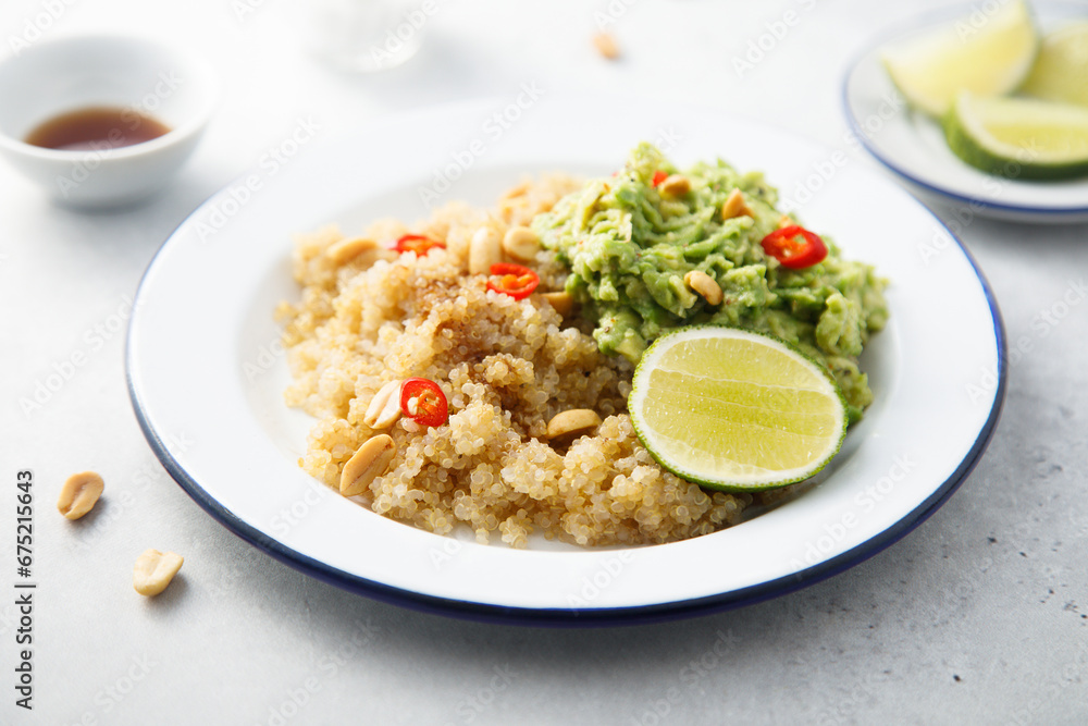 Healthy quinoa with mashed avocado Healthy quinoa with mashed avocado