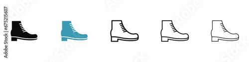 Brisk boots vector icon set in black and white color.