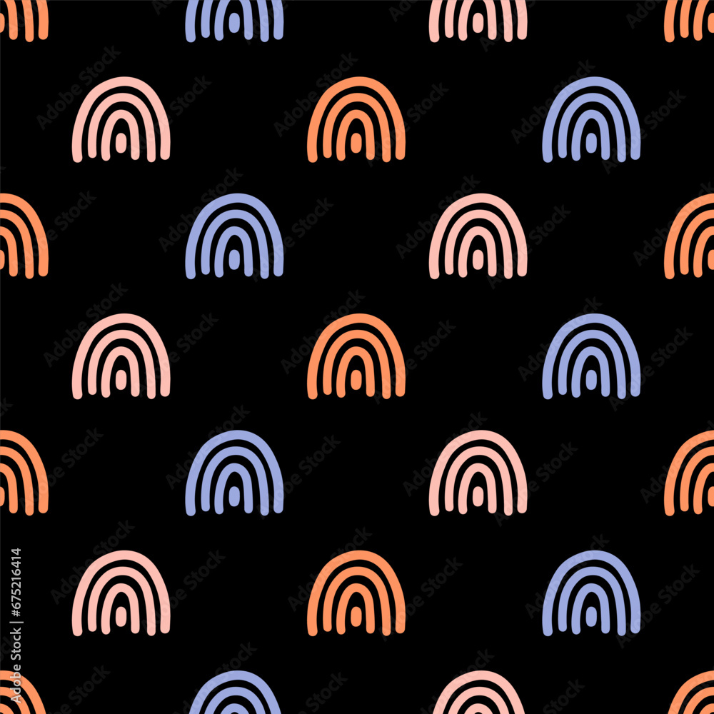 Seamless pattern with colorful rainbow and black background Seamless pattern with colorful rainbow and black background