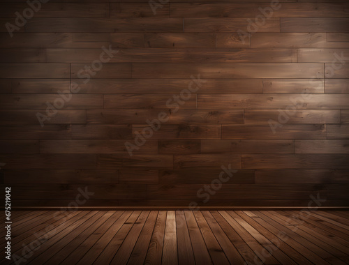 wooden floor and wall with panels