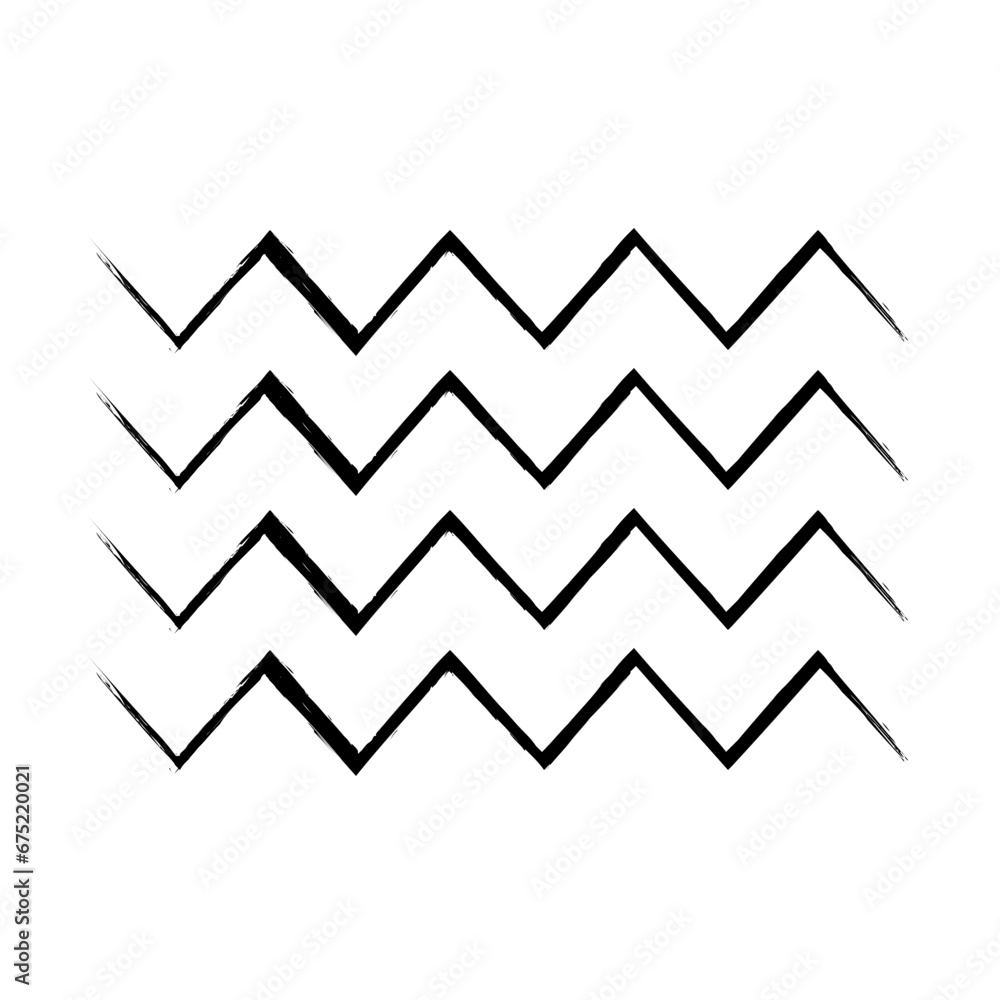 Naklejka premium Zigzag Line Abstract Stroke Hand Drawn Linear Element
