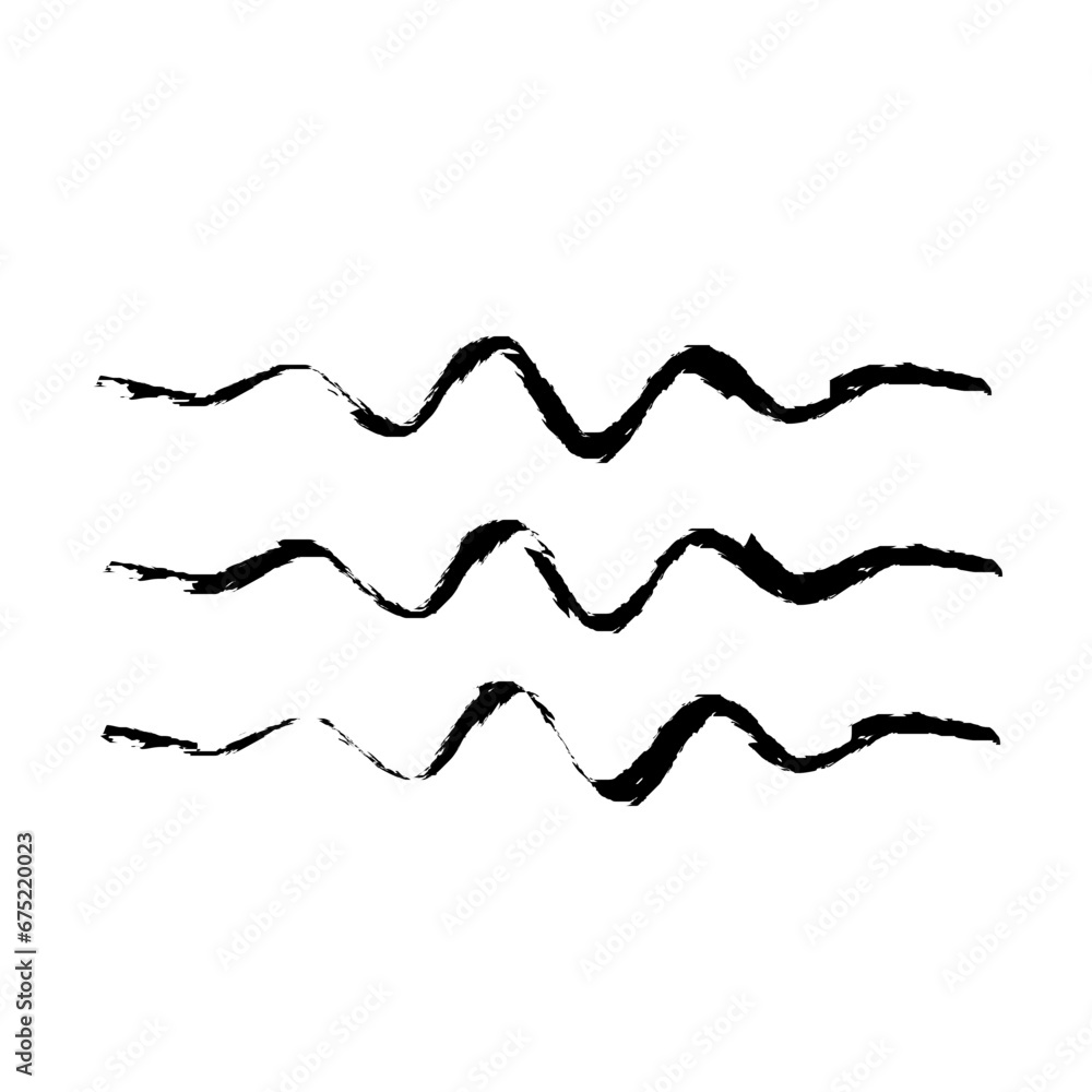 Zigzag Line Abstract Stroke Hand Drawn Linear Element