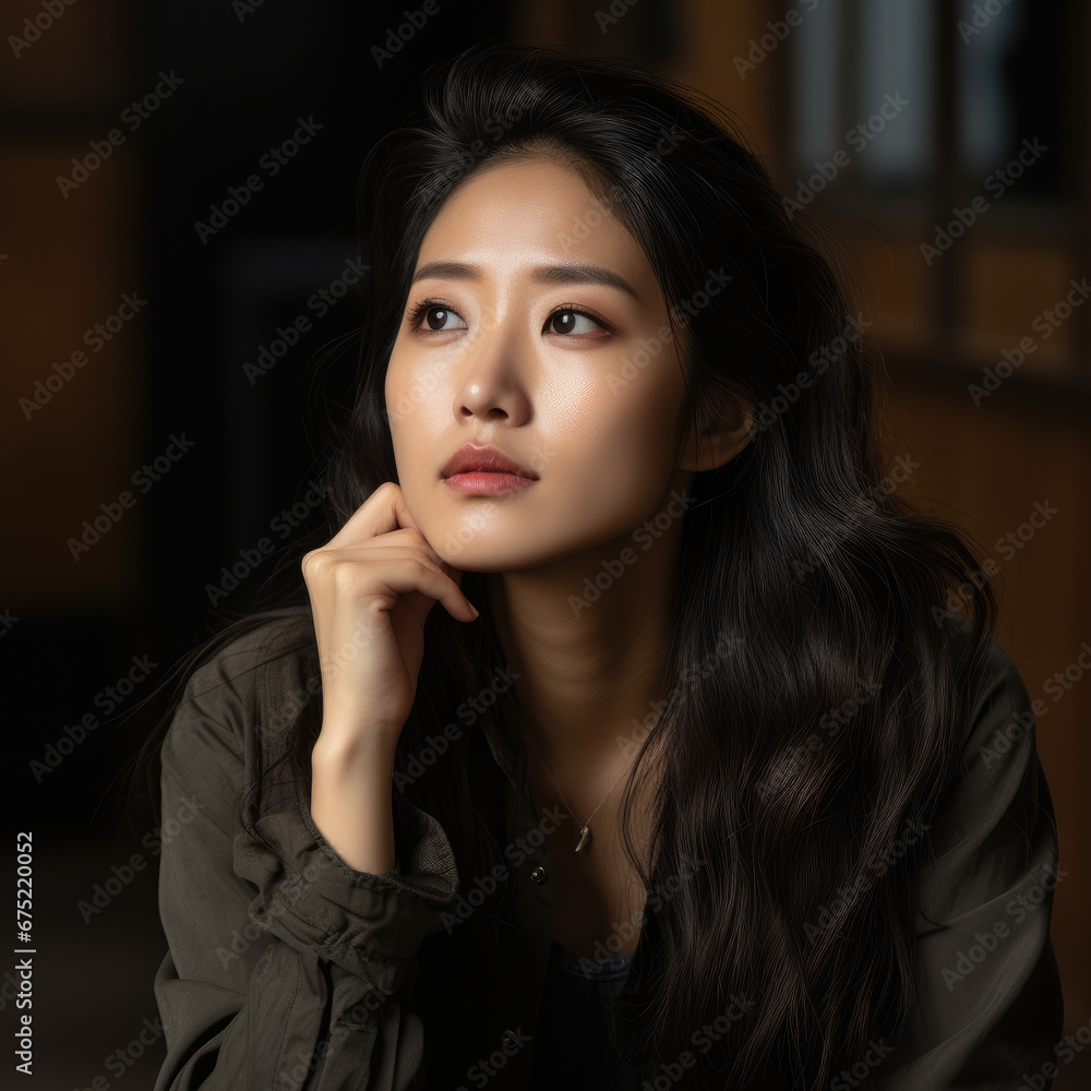 Obraz premium Generative ai illustration of asiatic mid-age woman