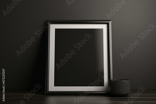 isolated black frame for a poster, empty portfolio display. Generative AI