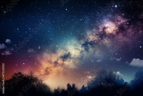Starry night sky with nebula and stars. Generative AI
