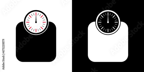 Design icon of bathroom scales. Modern black scales illustration.