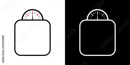 Design icon of bathroom scales. Modern black scales illustration.