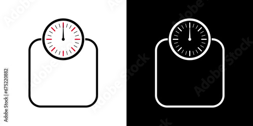Design icon of bathroom scales. Modern black scales illustration.