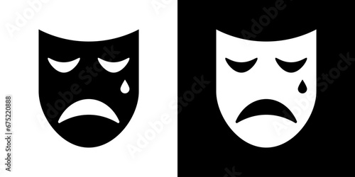 Theater tragic mask. Carnival masks. Drama vector icon.