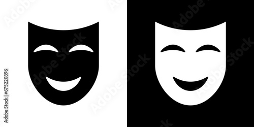 Theater comic mask. Carnival masks. Comedy vector icon.