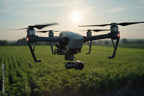 Agricultural drone flies to spray fertilizer in sweet corn fields, terrn scanning technology,