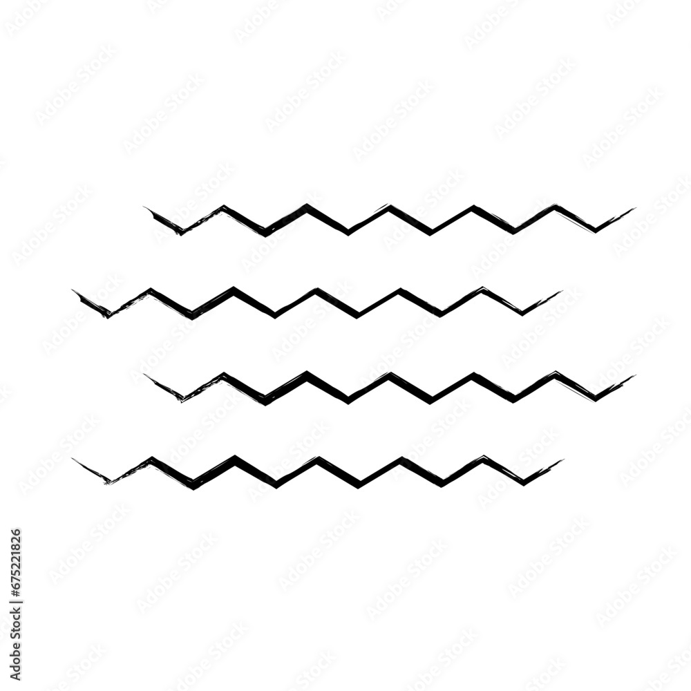 Naklejka premium Zigzag Line Abstract Stroke Hand Drawn Linear Element