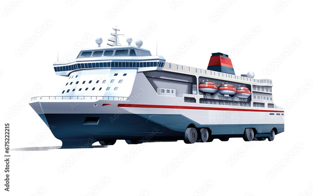 Automobile Transport Car Carrier Ship on Transparent Background