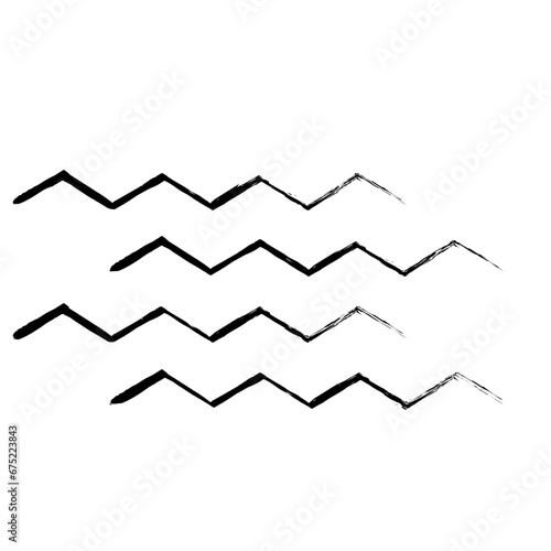 Zigzag Line Abstract Stroke Hand Drawn Linear Element