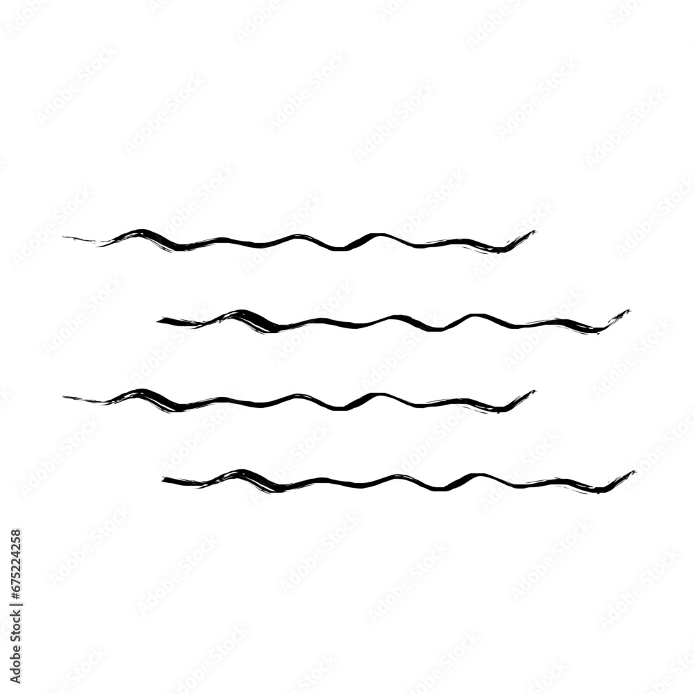 Zigzag Line Abstract Stroke Hand Drawn Linear Element