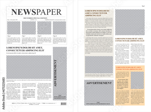 Tabloid newspaper editorial layout design. Tabloid size with bleed.
